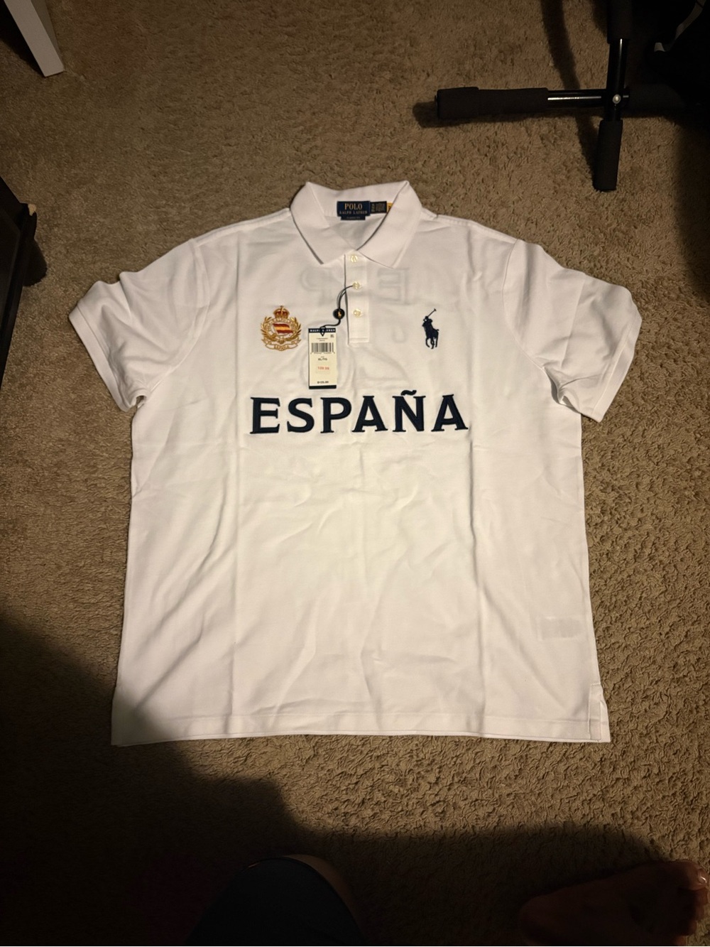 Polo by Ralph Lauren White Polo with Navy ESPAÑA Crest